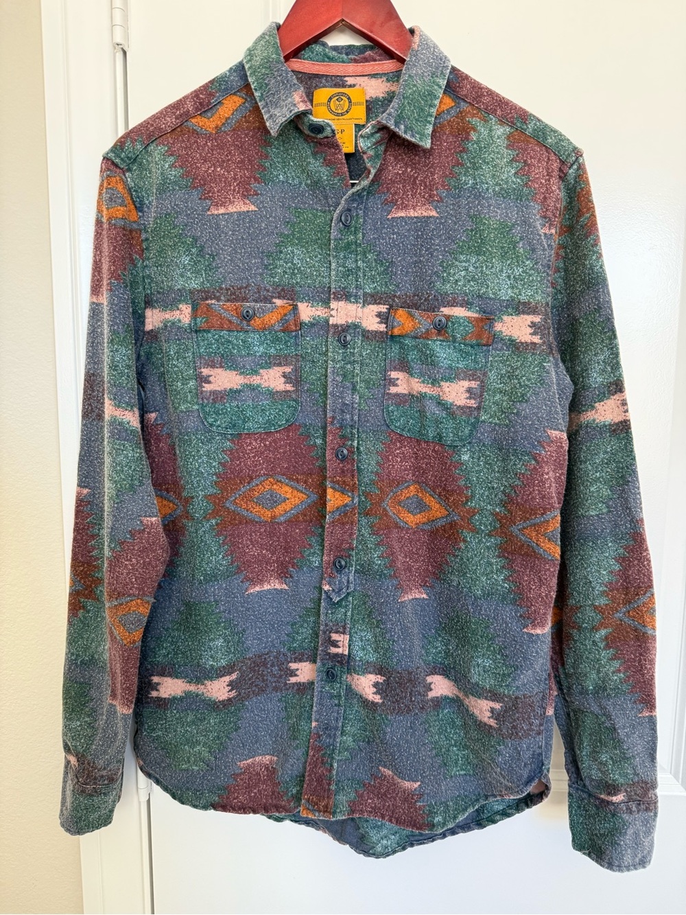 Stapleford Men's Western Boho Button-Up Flannel Shirt Casual Long Sleeve Size S